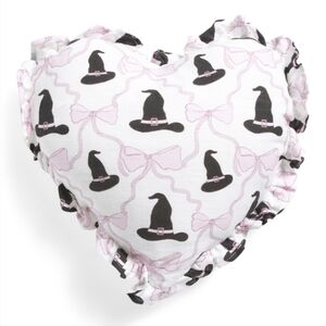 Indigo Brand Heart-Shaped Pillow with Witch Hat Design New